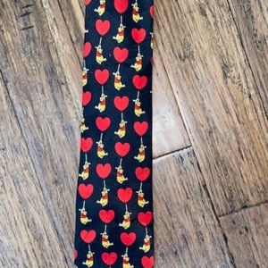 Disney Winnie the Pooh Hearts Black and Red Tie